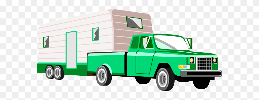 600x265 Camper Clipart Truck And Trailer - Tractor Trailer Clipart