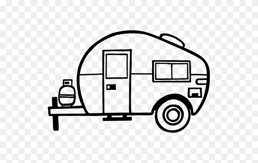 600x470 Campervans Caravan Park Camping Sleeping Bags - Camper Clipart Black And White