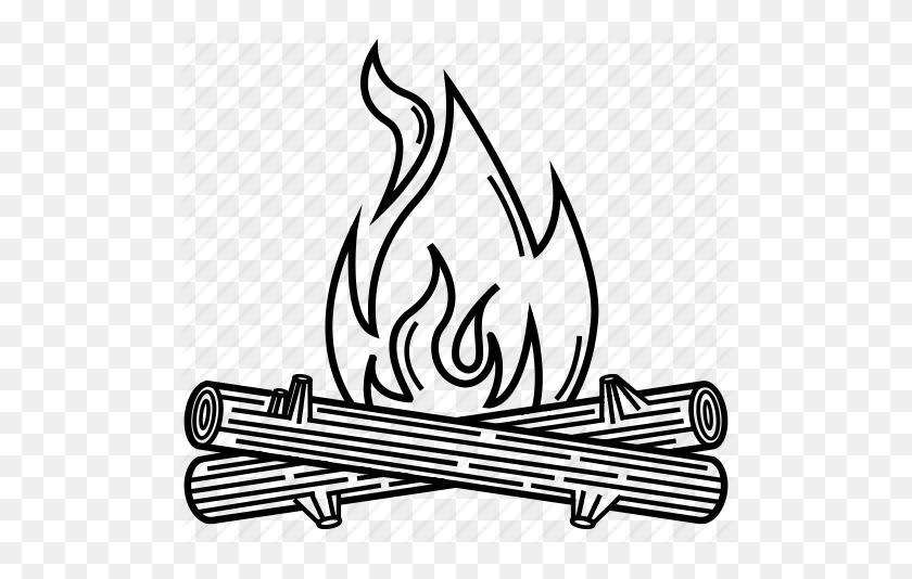 512x474 Campfire, Camping, Fire, Flame, Light, Night, Survival Icon - Flame Black And White Clipart