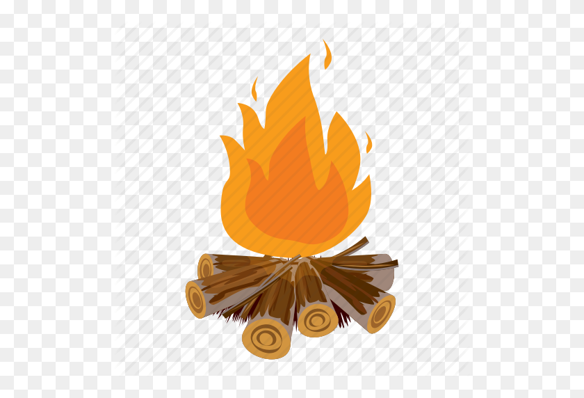 512x512 Campfire, Cartoon, Fire, Flame, Heat, Hot, Outdoor Icon - Fire Cartoon PNG