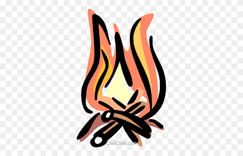 309x480 Campfire Royalty Free Vector Clip Art Illustration - Campfire Clipart