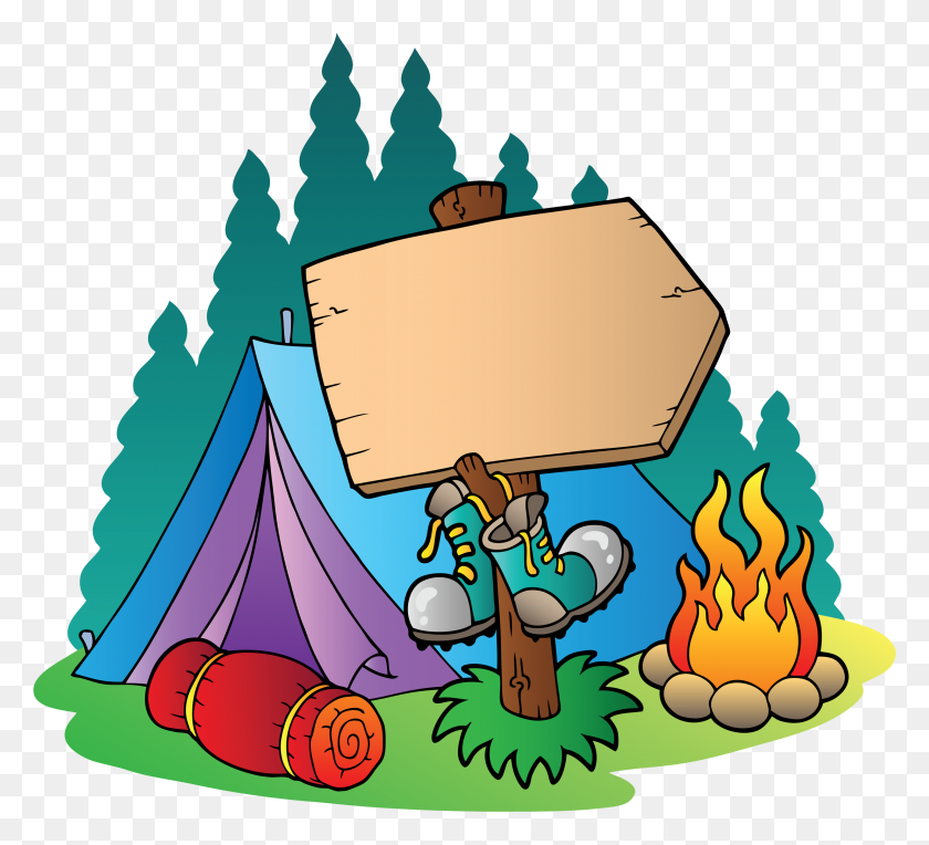 3000x2710 Camping Campsite Campfire Clip Art - Camping Background Clipart
