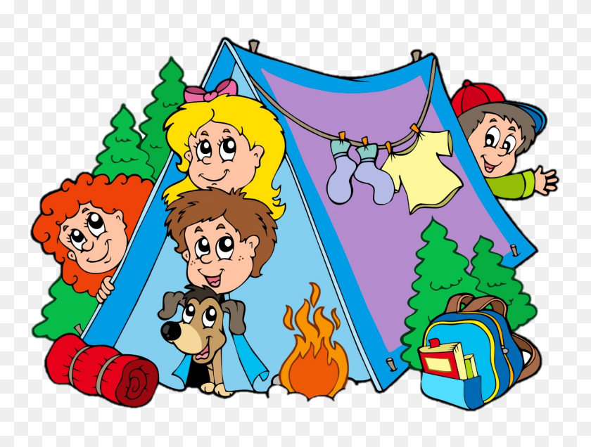 1429x1057 Camping Campsite Tent Family Clip Art - Camping Border Clipart