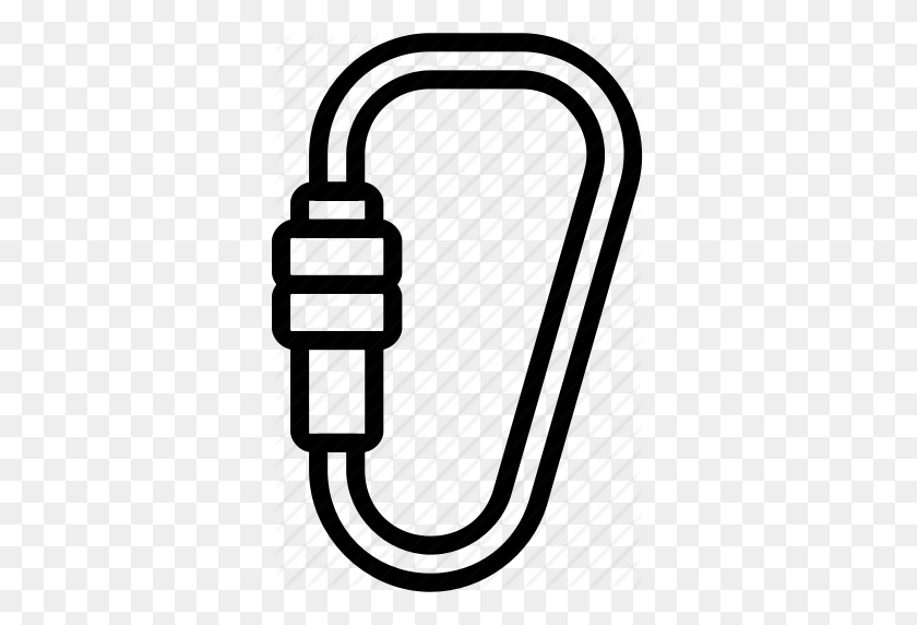 341x512 Camping, Carabiner, Climb, Hike, Outdoor, Rope, Survival Icon - Black And White Camping Clipart