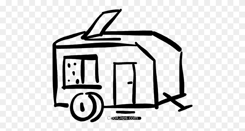 480x389 Camping Trailer Royalty Free Vector Clip Art Illustration - Black And White Camping Clipart