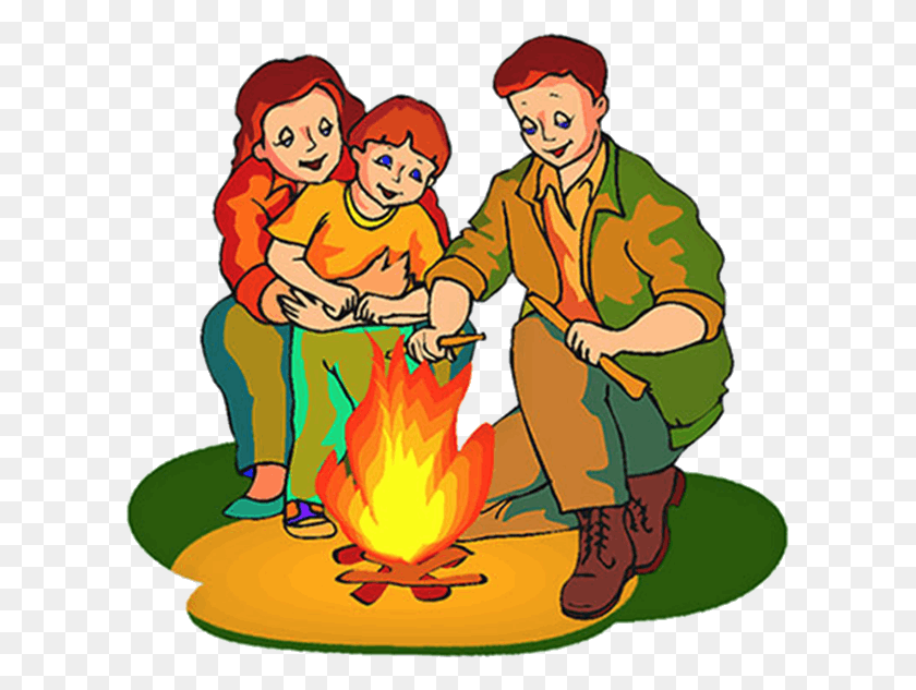 607x573 Campire Clipart Family - Family Camping Clipart