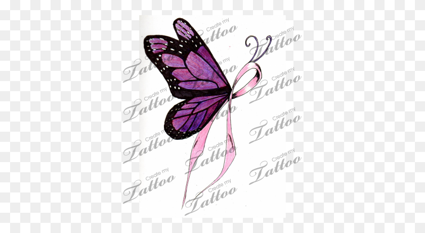 400x400 Cancer Ribbon Tattoo Designs Marketplace Tattoo Breast Cancer - Breast Cancer Ribbon PNG
