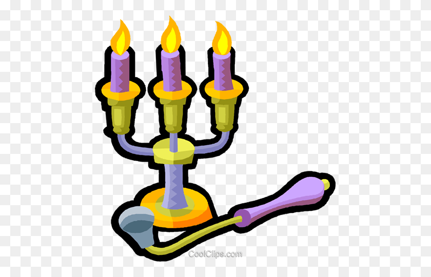 469x480 Candelabra And Candle Snuffer Royalty Free Vector Clip Art - Candelabra Clipart