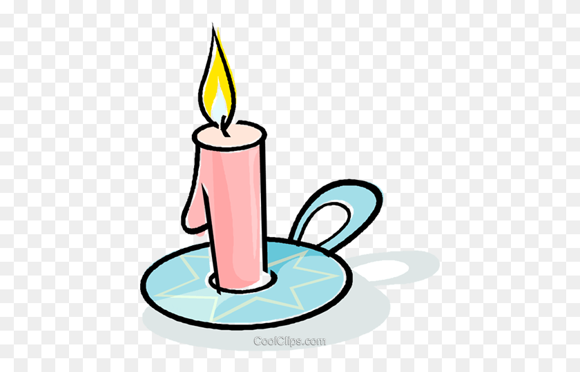 434x480 Candle With A Candle Holder Royalty Free Vector Clip Art - Candle Holder Clipart