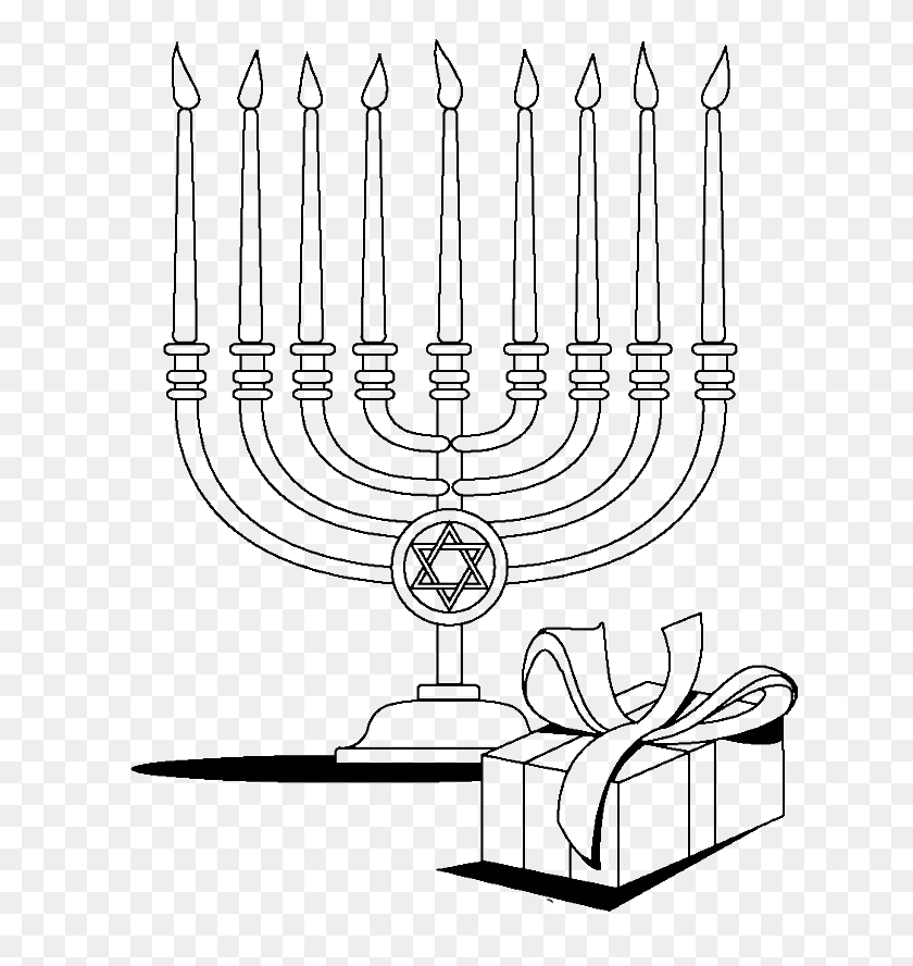 700x828 Candles With Gifts At The Time Of Hanukkah Coloring Pages - Menorah Clipart Free
