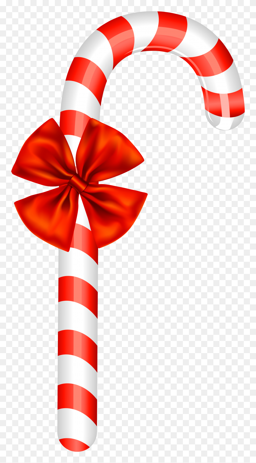 4271x8000 Candy Cane With Bow Clip Art - Candy Box Clipart