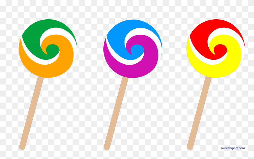 4962x2975 Candy Swirl Lollipops Clip Art - Pie Slice Clipart
