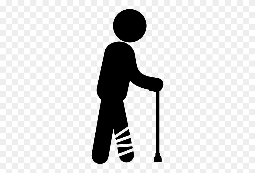 512x512 Cane, Leg, Male, Broken, Walking, People, Bandage, Man, Health - Walking Silhouette PNG