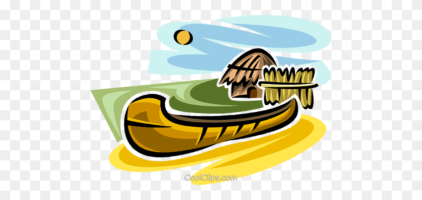 480x339 Canoe Royalty Free Vector Clip Art Illustration - Canoe Clipart
