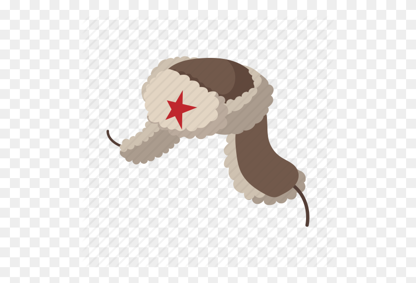 Cap Cartoon Ear Flap Fur Hat Russian Winter Icon Russian