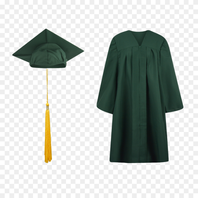 800x800 Cap, Gown And Tassel Set Matte Finish - Cap And Gown PNG