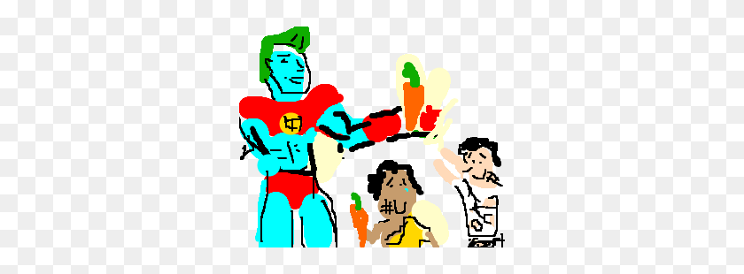 300x250 Captain Planet Giving Carrots To Charity - Captain Planet PNG
