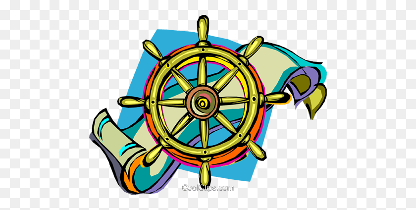 480x364 El Timón Del Capitán, Barco Libre De Regalías Vector Clipart Ilustración - Barco De La Rueda De Imágenes Prediseñadas