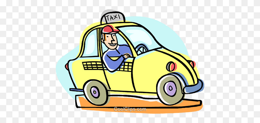 480x338 Coche, Automóvil, Taxi Royalty Free Vector Clipart Illustration - Taxi Cab Clipart
