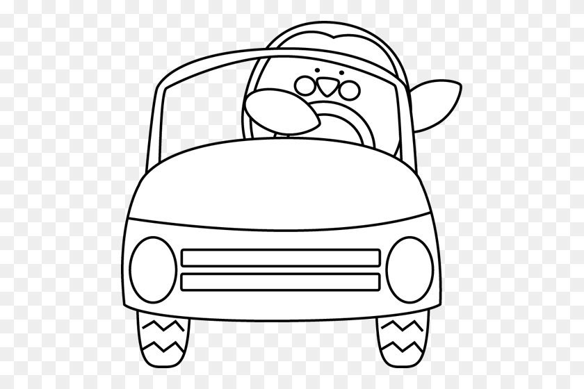 491x500 Car Black Black And White Penguin Driving A Car Clip Art - Rain Clipart Black And White