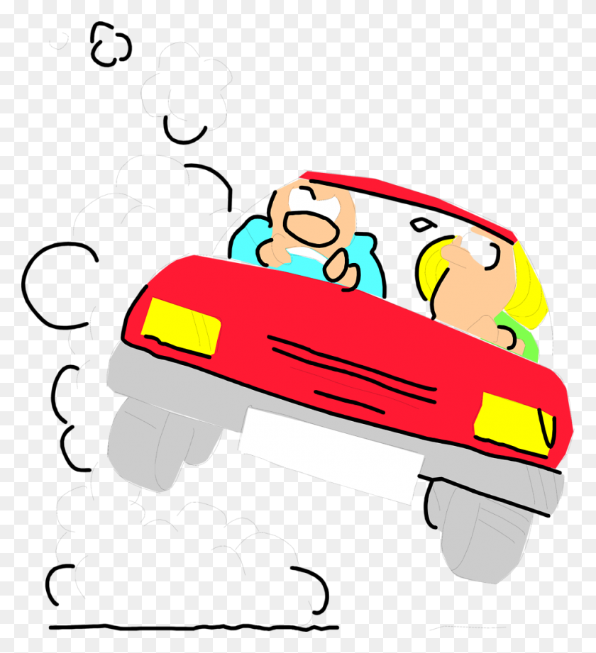 958x1058 Car Free Stock Photo Illustration Of A Crazy Driver In A Red - Texting And Driving Clipart