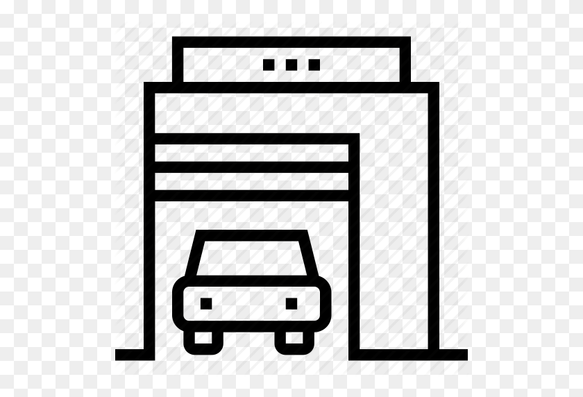 512x512 Car Garage, Car Parking, Car Porch, Garage, Garage Service Icon - Garage Clipart Black And White