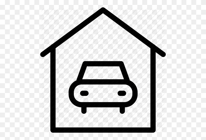 512x512 Car In Garage, Carport, Garage, Parking Lot, Parking Space Icon - Garage PNG
