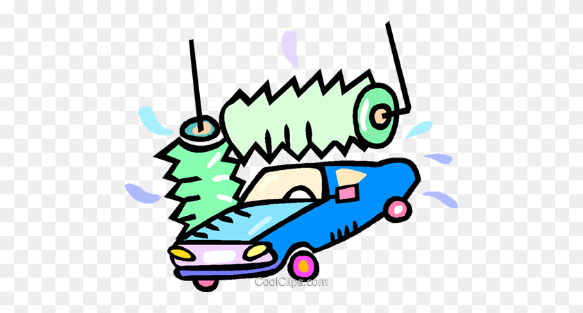480x391 Car In The Car Wash Royalty Free Vector Clip Art Illustration - Wash Clipart