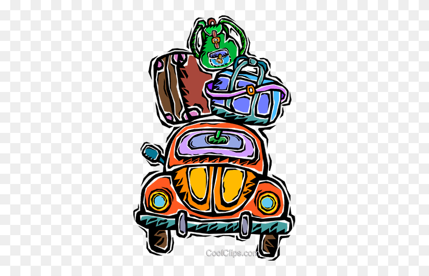 317x480 Car, Packed Ready For Travel Royalty Free Vector Clip Art - Cool Car Clipart