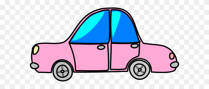 600x299 Car Pink Transport Cartoon Clip Art - Car On Road Clipart
