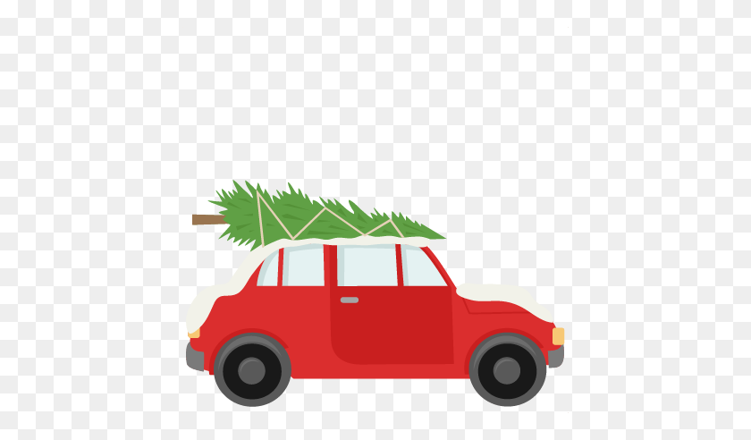 432x432 Car With Christmas Tree Scrapbook Cute Clipart - Camión Rojo Con Árbol De Navidad Clipart