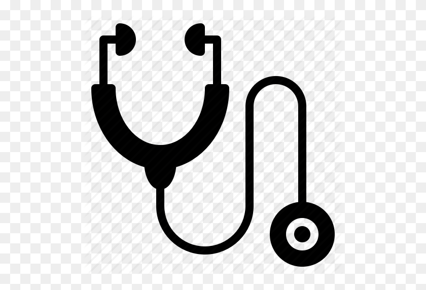 512x512 Cardiology, Diagnosis, Doctor, Healthcare, Hospital, Physician - Stethoscope Clipart Black And White