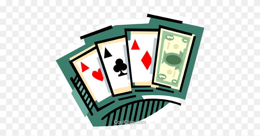 480x381 Cards With Money Wild Card Royalty Free Vector Clip Art - Poker Cards Clipart