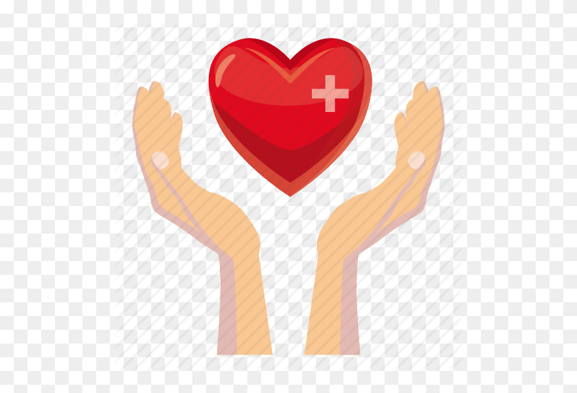 512x512 Care, Cartoon, Hand, Health, Heart, Help, Human Icon - Cartoon Heart PNG