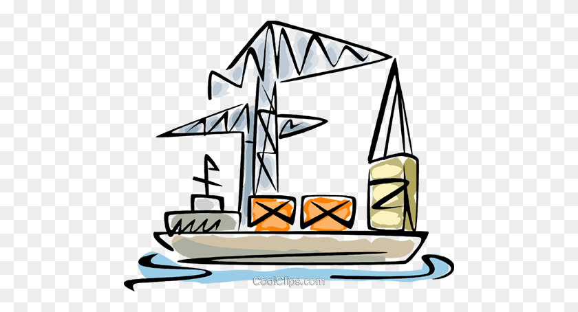 480x394 Cargo Ship Being Loaded With Containers Royalty Free Vector Clip - Cargo Clipart
