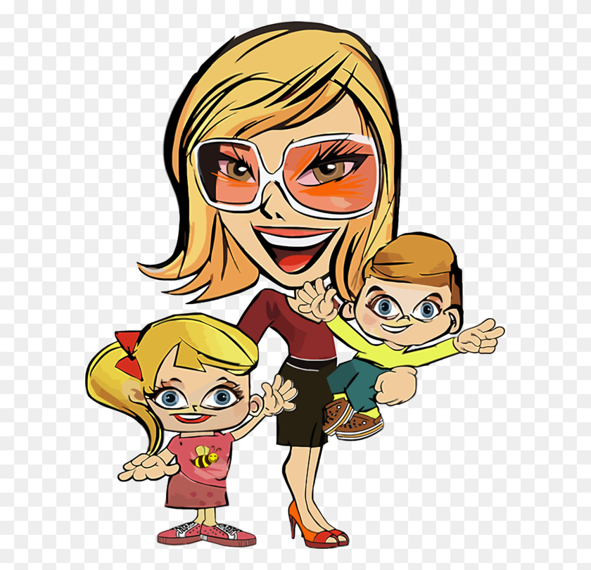 597x750 Caricature Mother Child Housewife Cartoon - Parent And Child Clipart