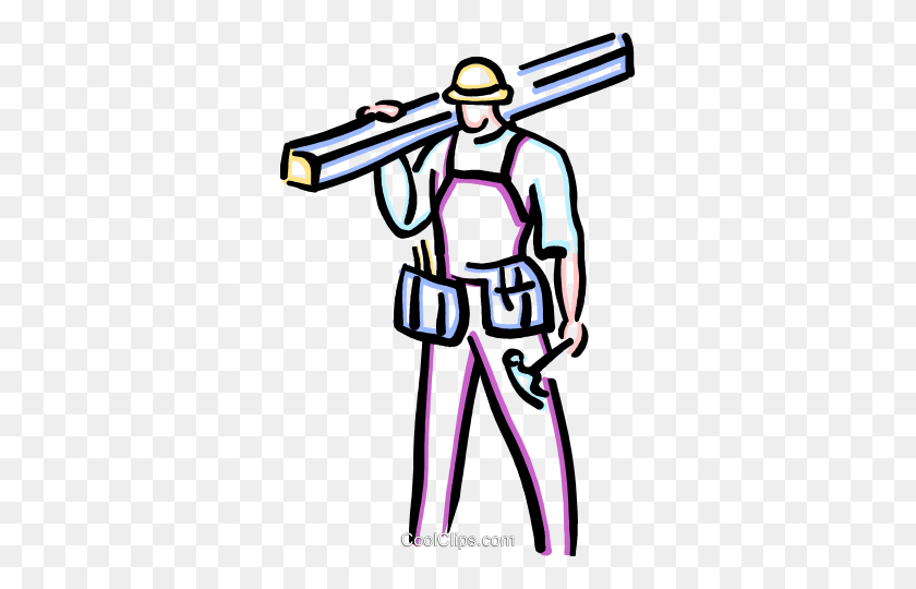 325x480 Carpenter With Hammer And Lumber Royalty Free Vector Clip Art - Lumber Clipart
