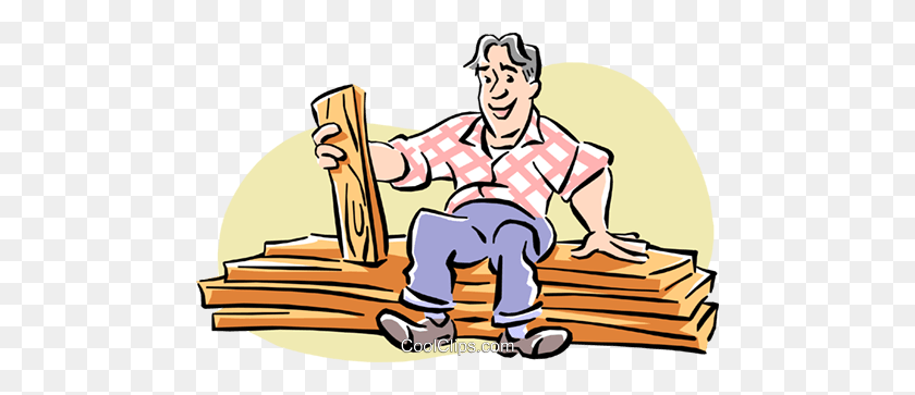 480x303 Carpenter With Wood Royalty Free Vector Clip Art Illustration - Plank Clipart