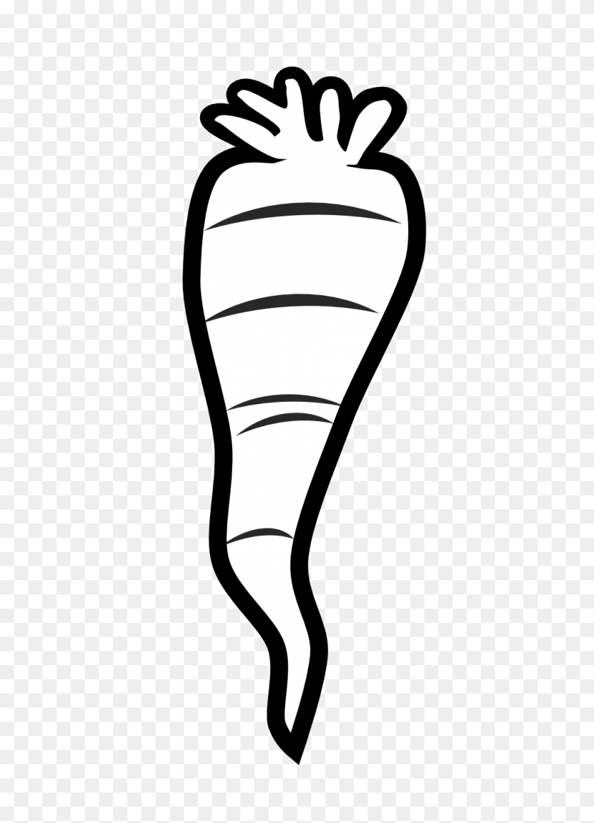 999x1413 Carrot Clipart Black And White - Vegetables Clipart Black And White