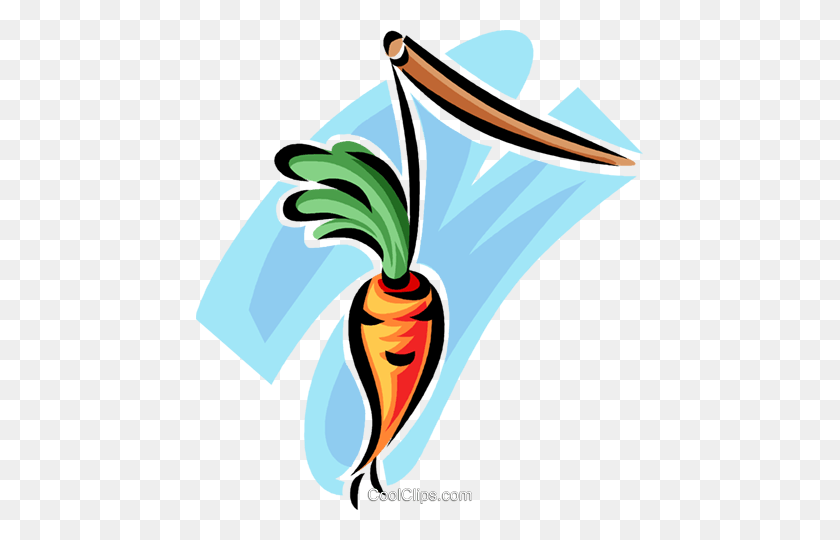 447x480 Carrot Dangling On A Stick Royalty Free Vector Clip Art - Carrot Clipart Free