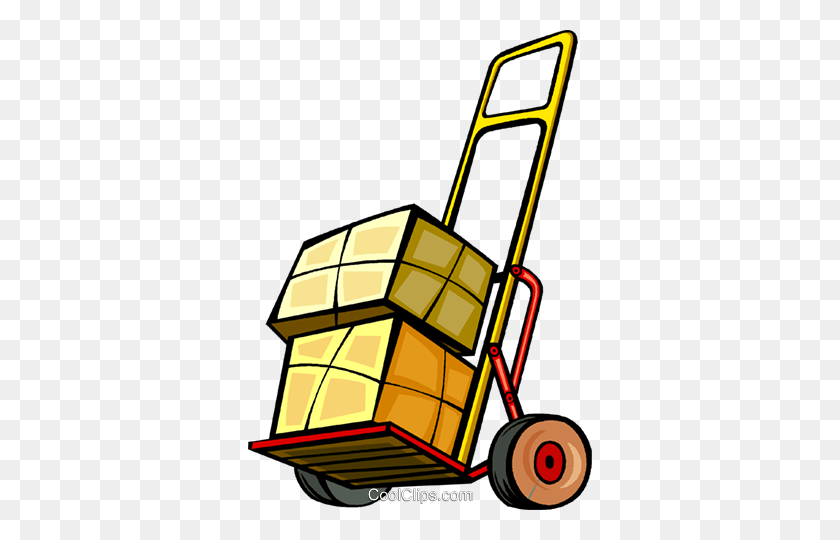 344x480 Cart With Boxes Royalty Free Vector Clip Art Illustration - Cart Clipart