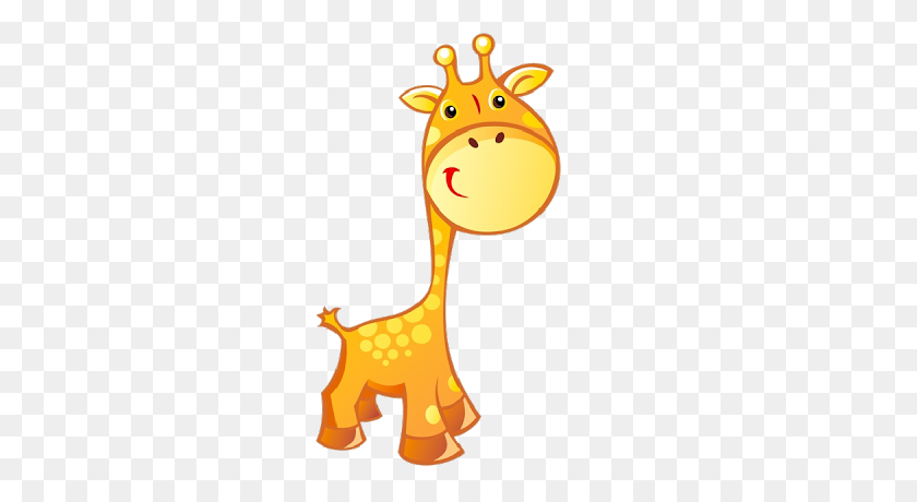 400x400 Cartoon Baby Giraffe Group With Items - Baby Cheetah Clipart