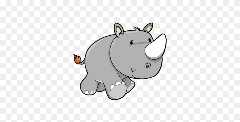 372x368 Dibujos Animados Bebé Rinoceronte Calcomanías De Pared Personalizadas, Arte De Calcomanía De Pared Y Pared - Imágenes Prediseñadas De Rinoceronte
