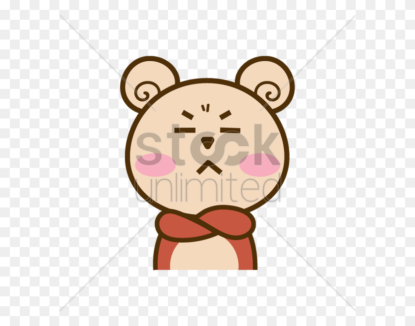 600x600 Cartoon Bear With Crossed Arms Vector Image - Annoy Clipart