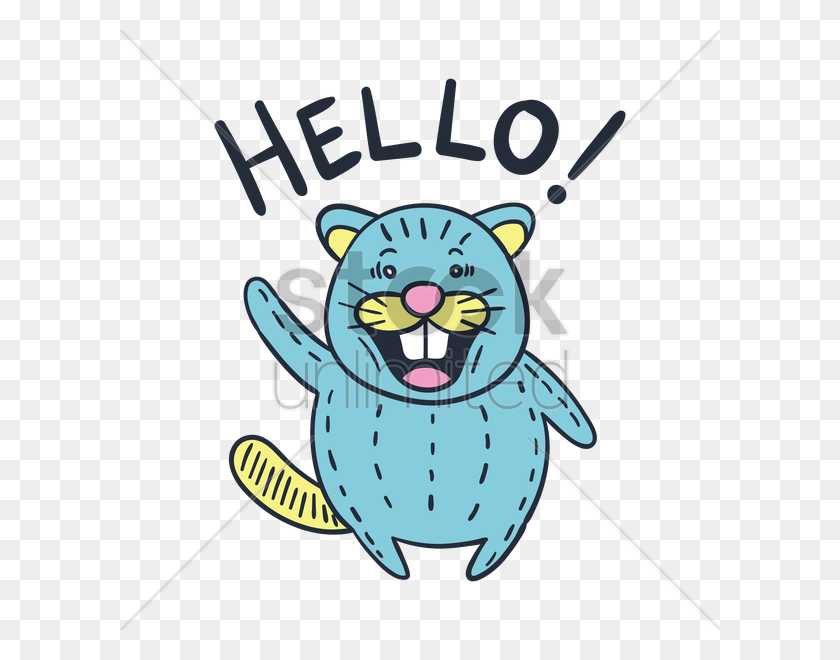 600x600 Cartoon Beaver Greeting Hello Vector Image - Wave Hello Clipart