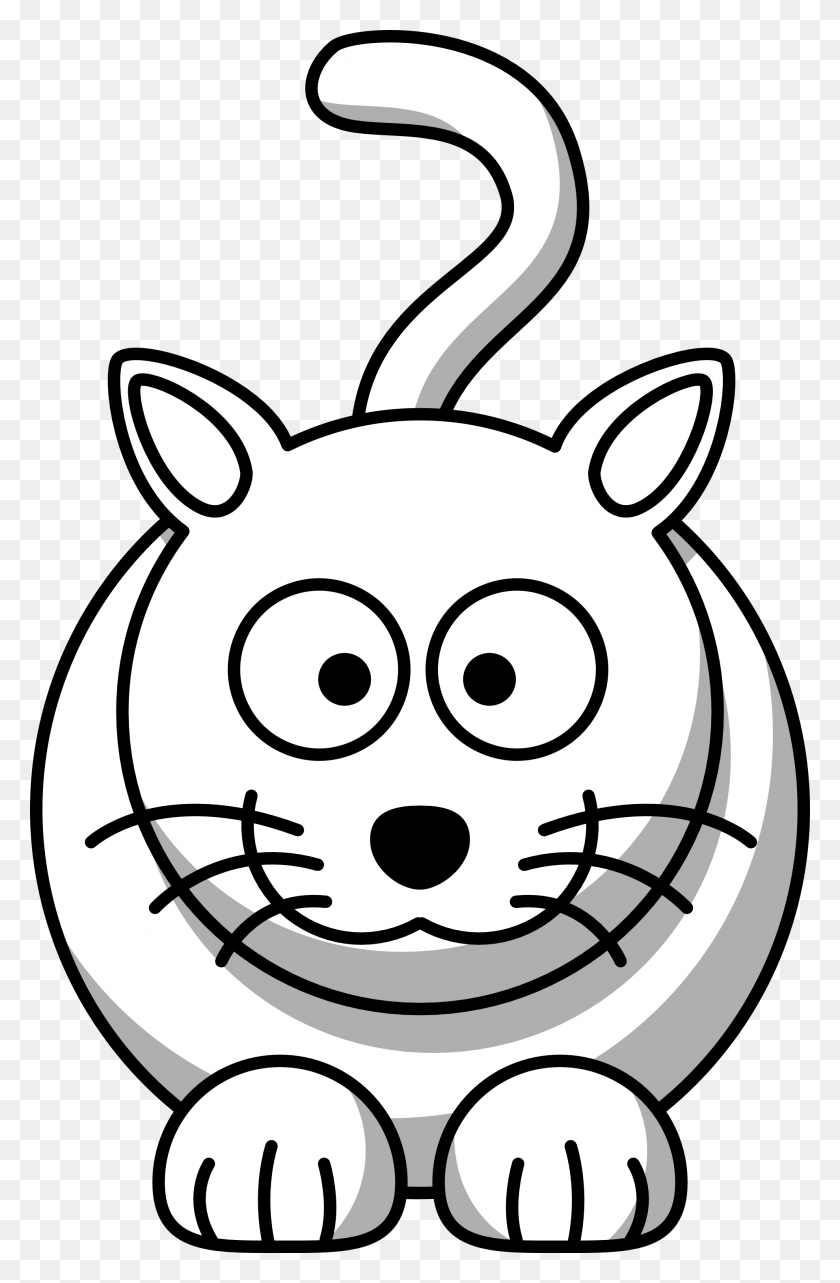 1979x3105 Cartoon Black And White Cat Group With Items - Cat Scratch Clipart