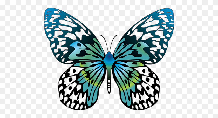 500x394 Cartoon Blue Transparent Butterfly - Butterfly Silhouette PNG