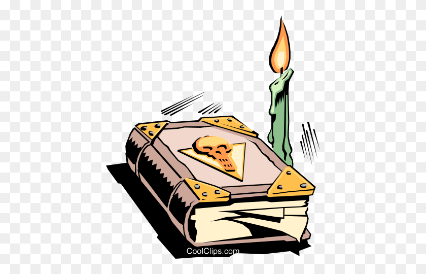 422x480 Cartoon Book And Candle Royalty Free Vector Clip Art Illustration - Textbook Clipart