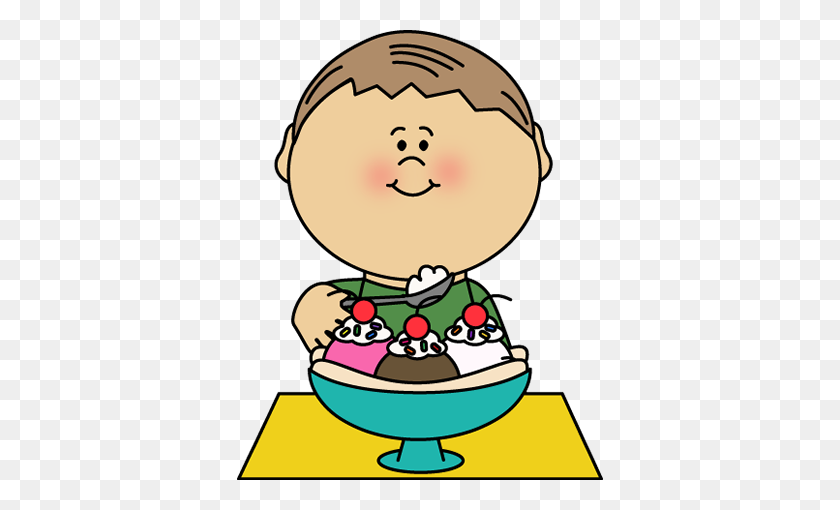 366x450 Cartoon Boy Eating An Ice Cream Cone Stock - Ice Cream Cone Clip Art