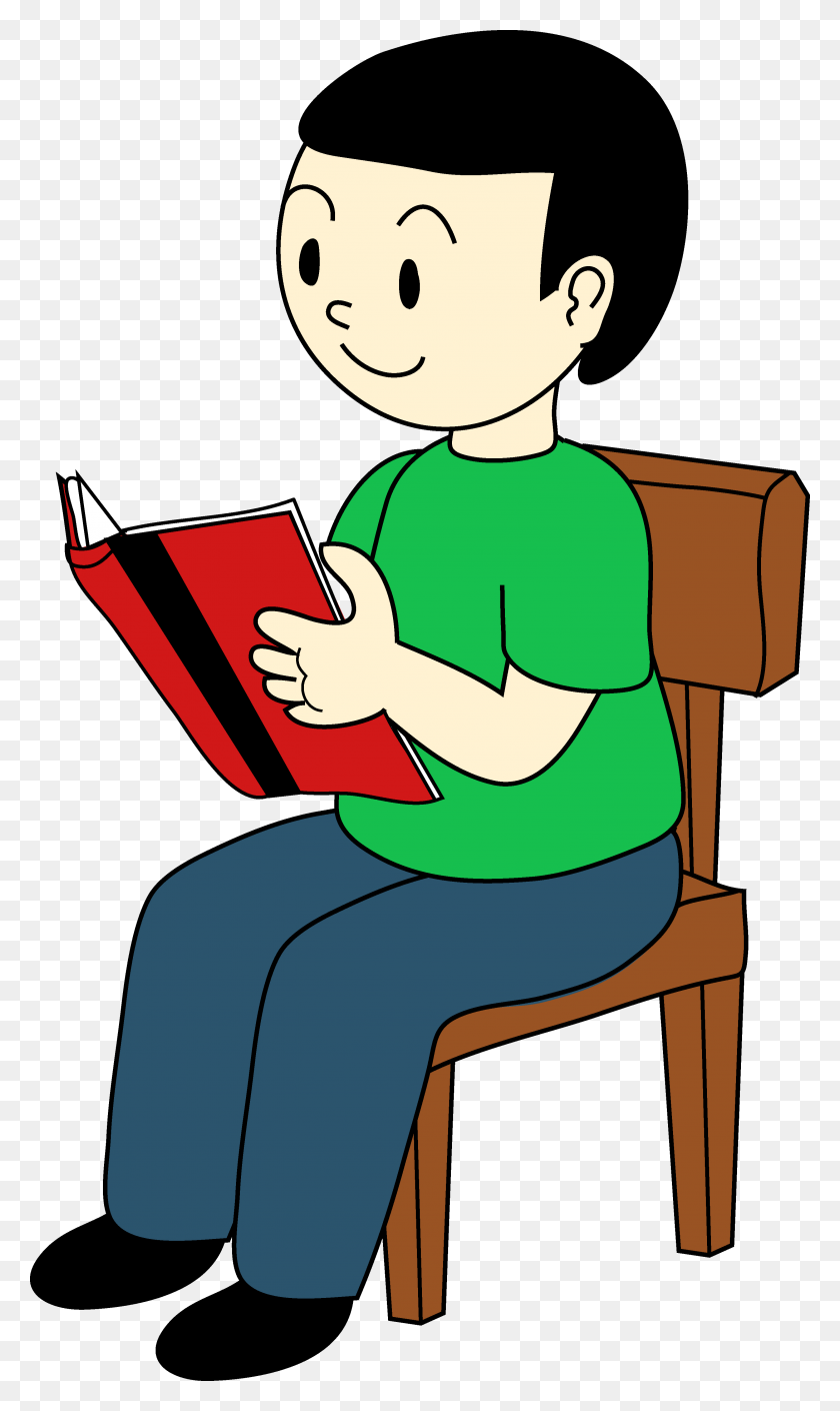 2961x5126 Libro De Lectura De Niño De Dibujos Animados - Clipart De Criss Cross Sentado